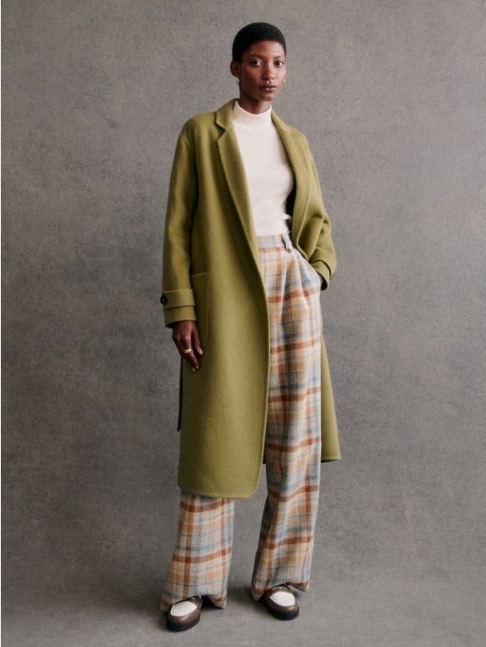 sezane mederick coat in pistachio fr38